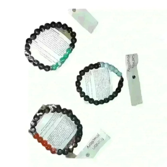 Unisex Lava And Gemstone Bracelets Set Of Three Brand New In Package - Picture 6 of 12